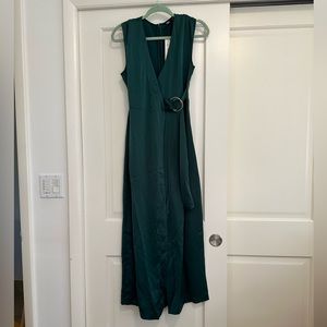 Zara forest green wrap tie jumpsuit sz S